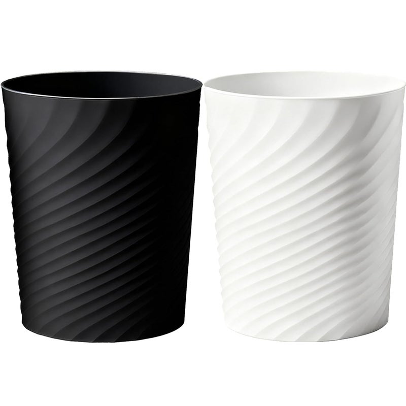 HOLTPHILI Small Bathroom Trash Can 1.8 Gallon Wastebasket Recycling Bin for Bedroom Office Kitchen, Black White, 2 Pack - Image 1